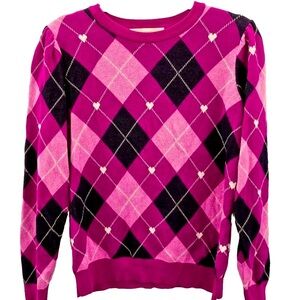 Loft Heart Argyle Sweater 🩷💜🩷